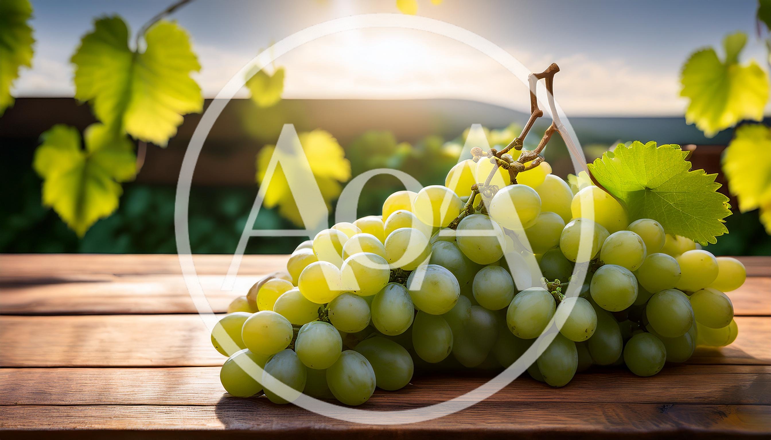 Fresh Green Grapes On A Wooden Table