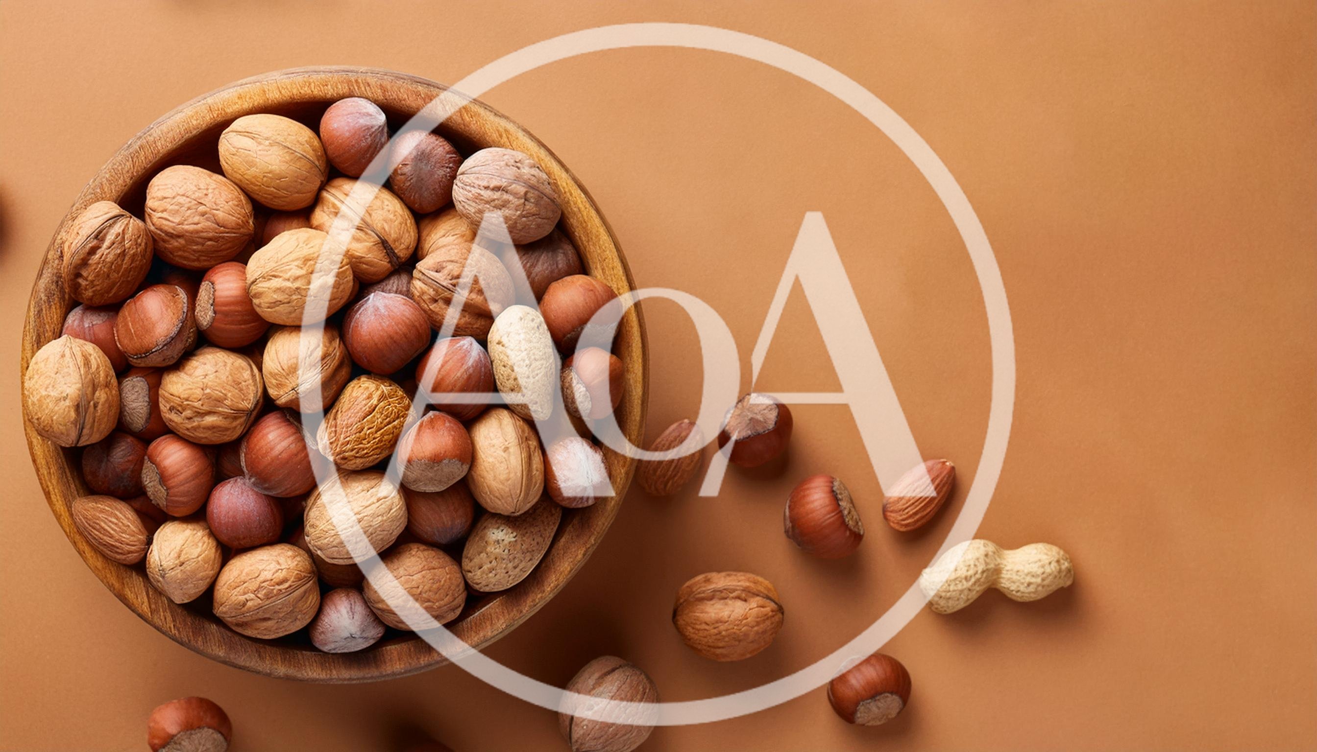 Assorted Mixed Nuts In A Wooden Bowl