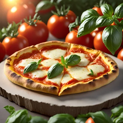 Fresh Margherita Pizza With Tomatoes And Basil