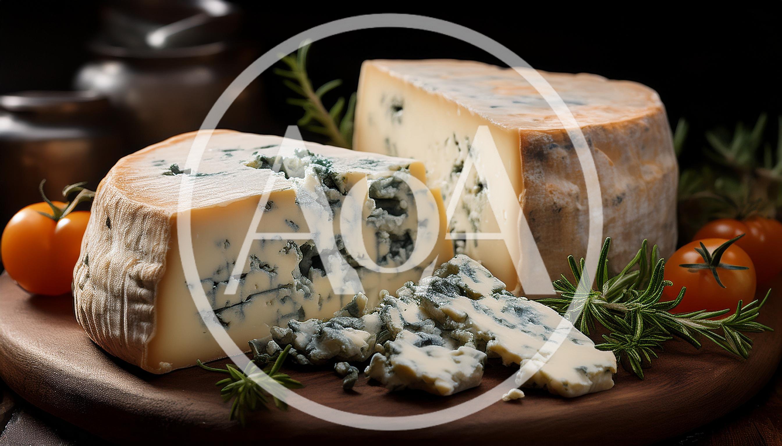 Wedge Of Blue Cheese With Rosemary And Cherry Tomatoes