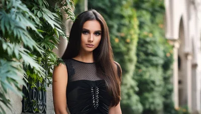 Portrait Of A Beautiful Young Woman In Black Dress
