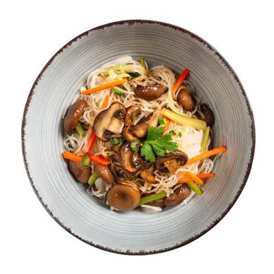Stir Fried Glass Noodles With Mushrooms And Vegetables