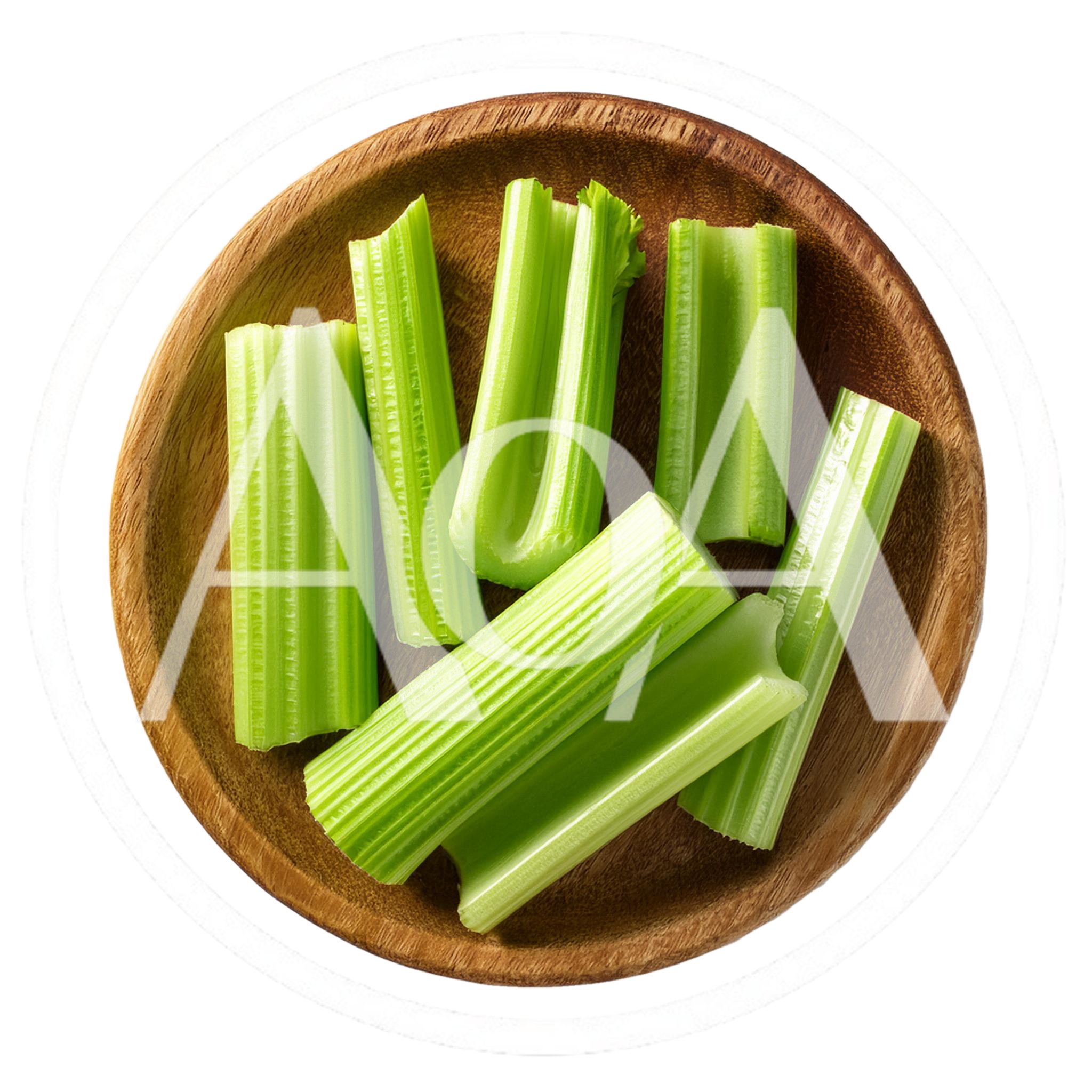 Fresh Celery Sticks On A Wooden Plate