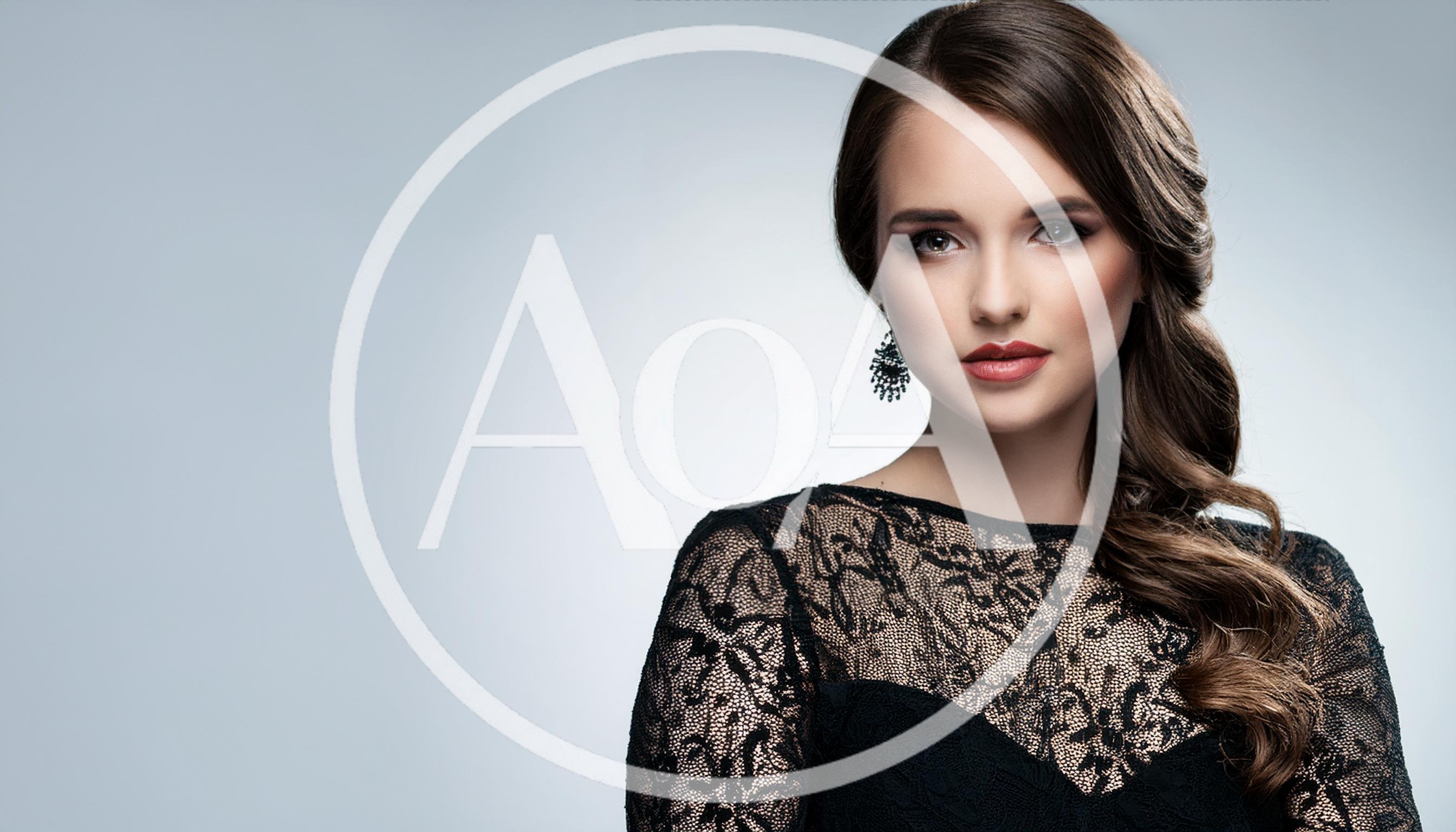 Elegant Young Woman In Black Lace Dress