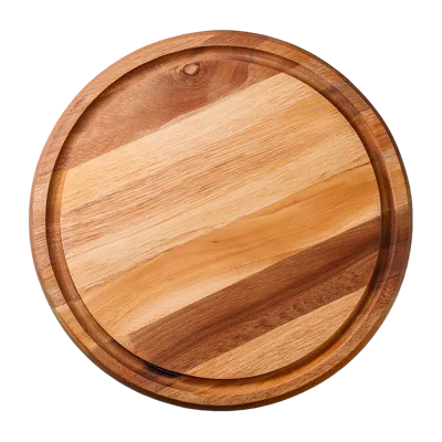 Round Wooden Cutting Board On White Background