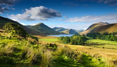 Scenic Landscape Of Buttermere Lake In The Lake District