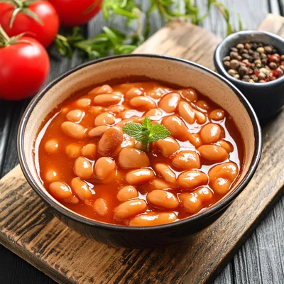 Bowl Of Baked Beans In Tomato Sauce
