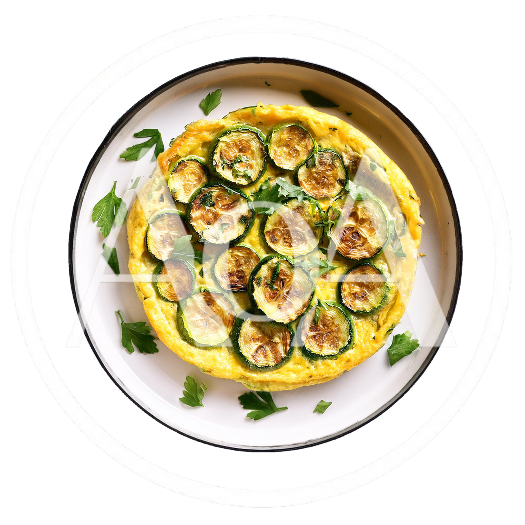 Zucchini Frittata Served On A White Plate