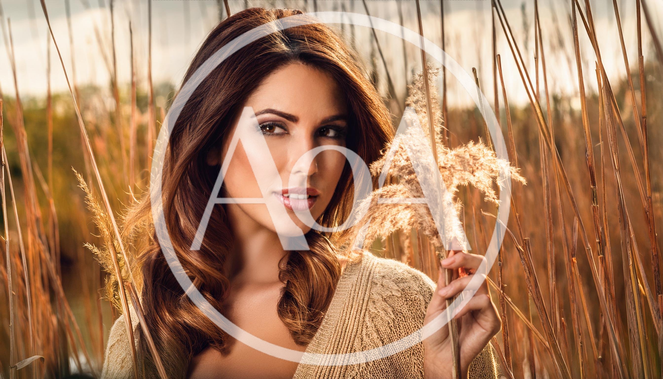 Beautiful Woman Holding Reeds In A Golden Field