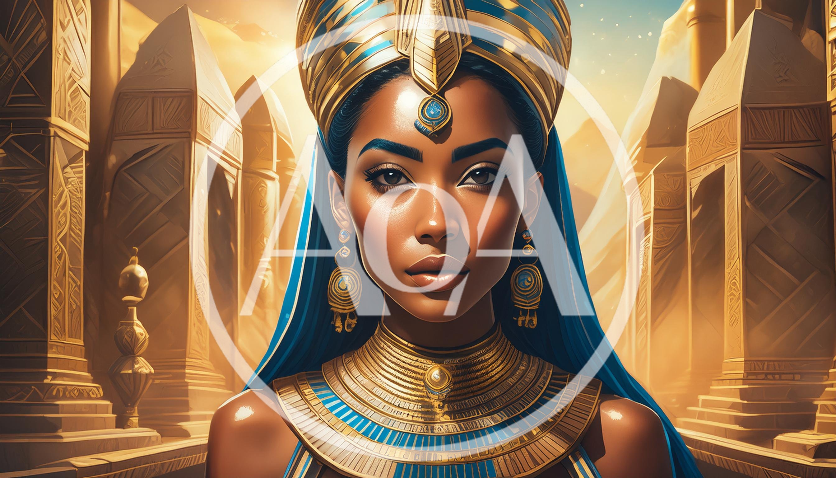 Portrait Of An Egyptian Queen In Golden Regalia