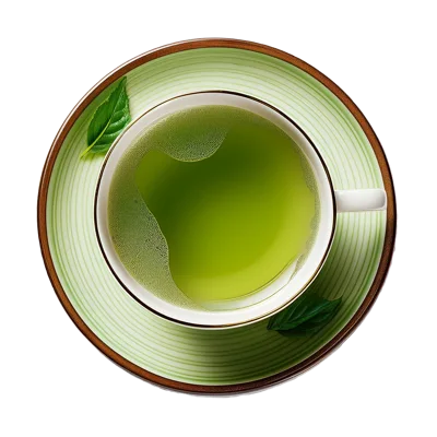 Top Down View Of A Cup Of Green Tea