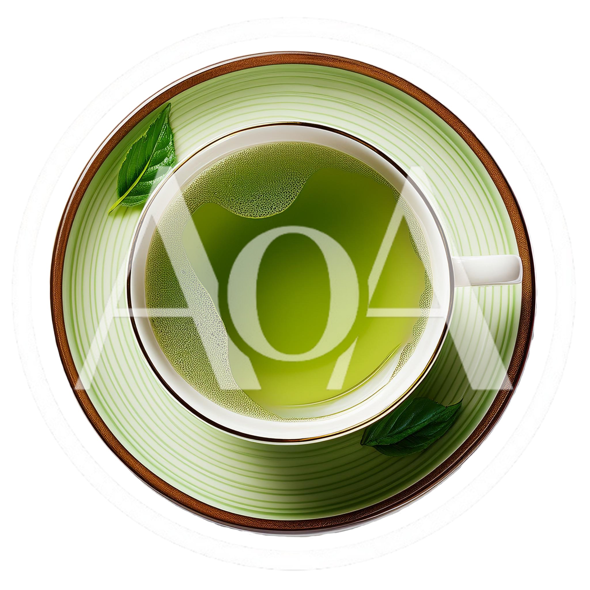 Top Down View Of A Cup Of Green Tea