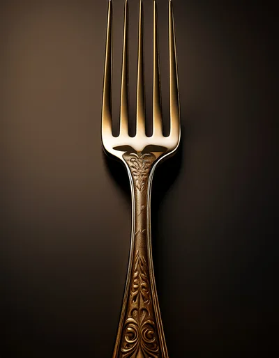 Ornate Antique Gold Fork On Dark Background