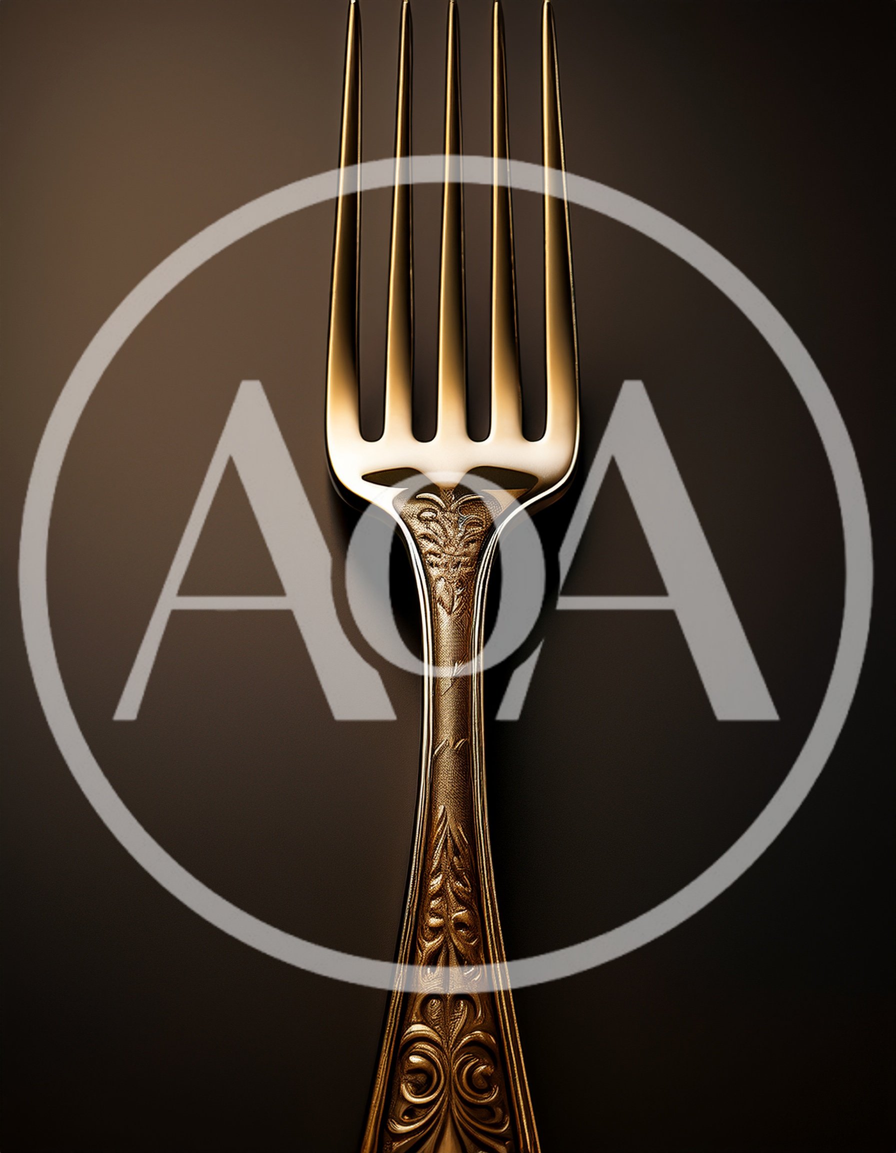 Ornate Antique Gold Fork On Dark Background