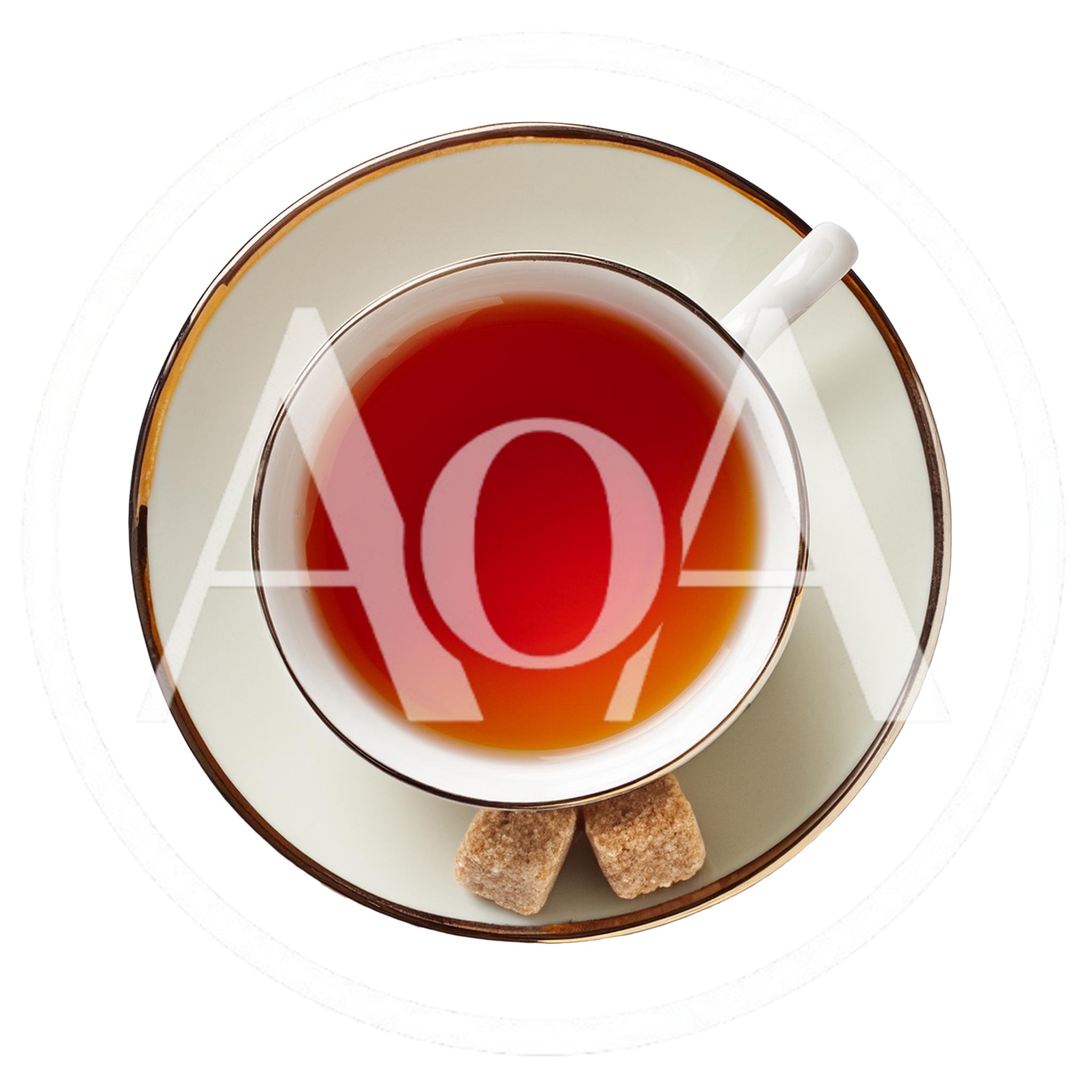 Top Down View Of Tea Cup With Sugar Cubes