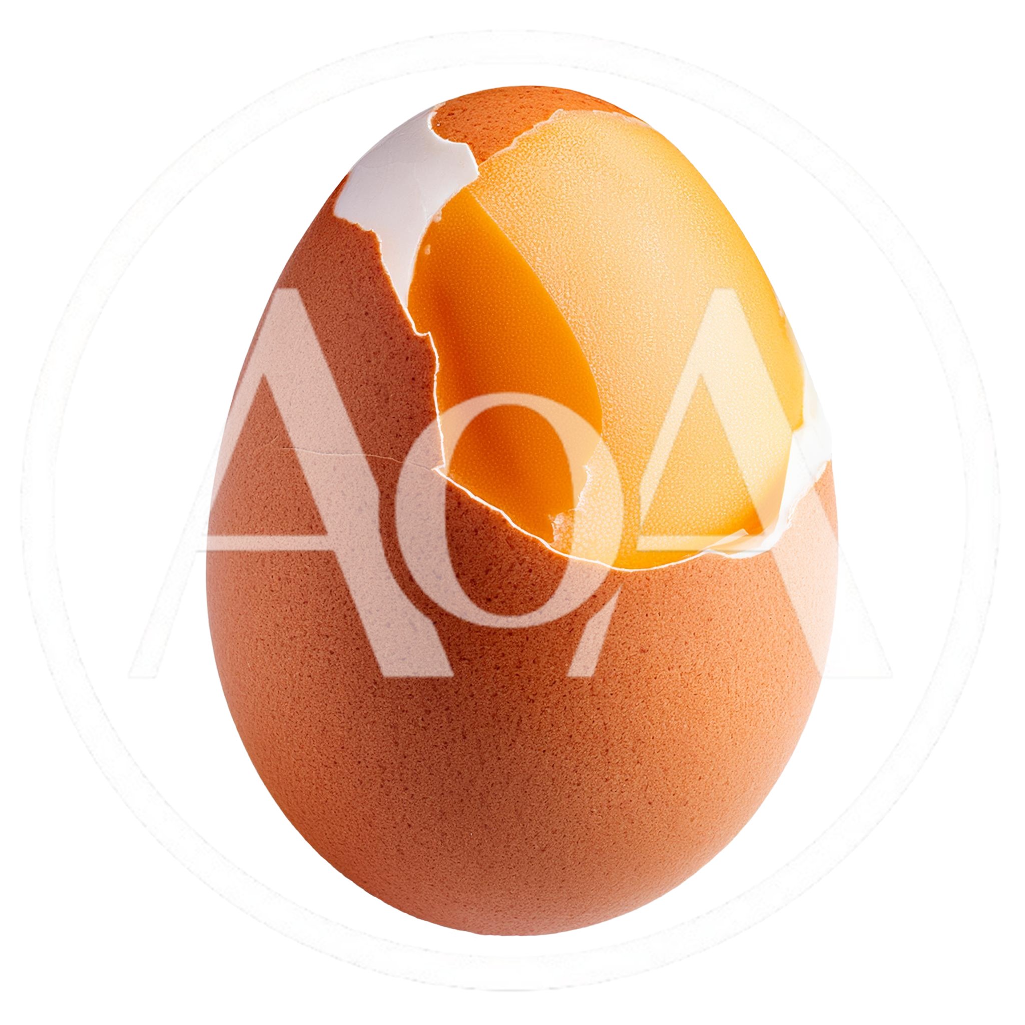 Cracked Brown Egg With Exposed Smooth Yolk