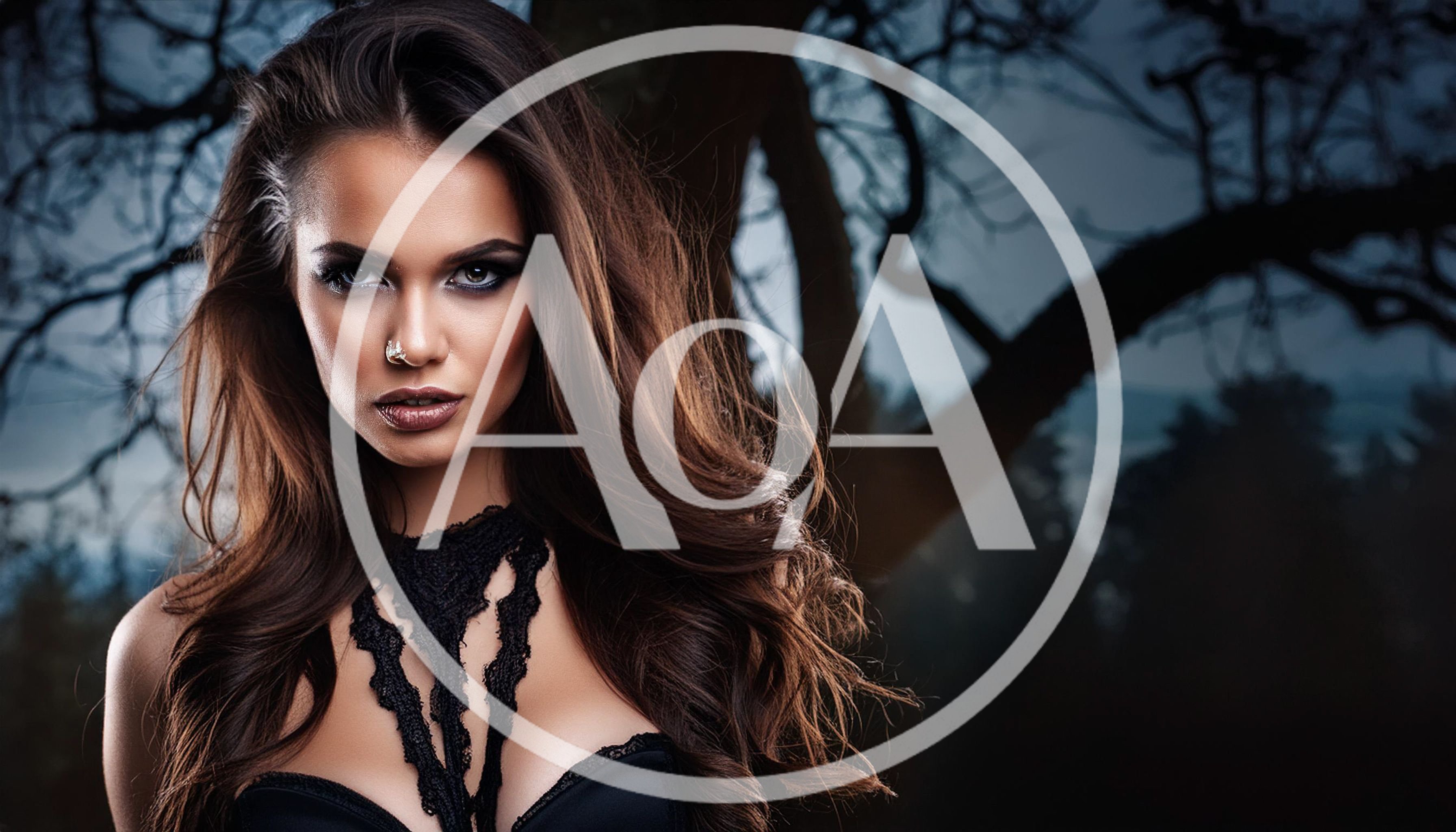 Portrait Of A Beautiful Woman In A Dark Forest