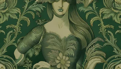 Art Nouveau Portrait Of A Woman With Floral Pattern