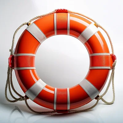 Orange And White Lifebuoy Ring On White Background