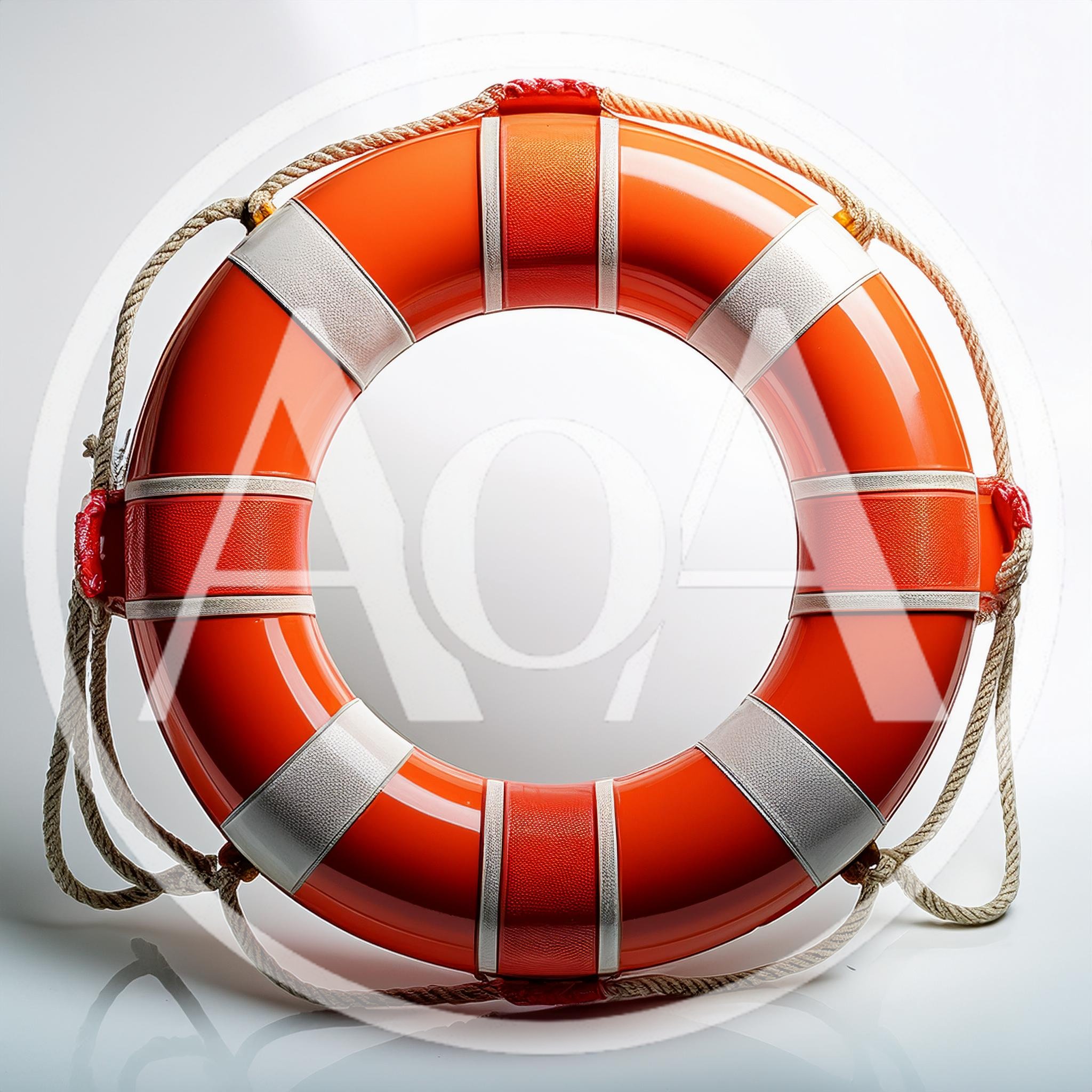 Orange And White Lifebuoy Ring On White Background