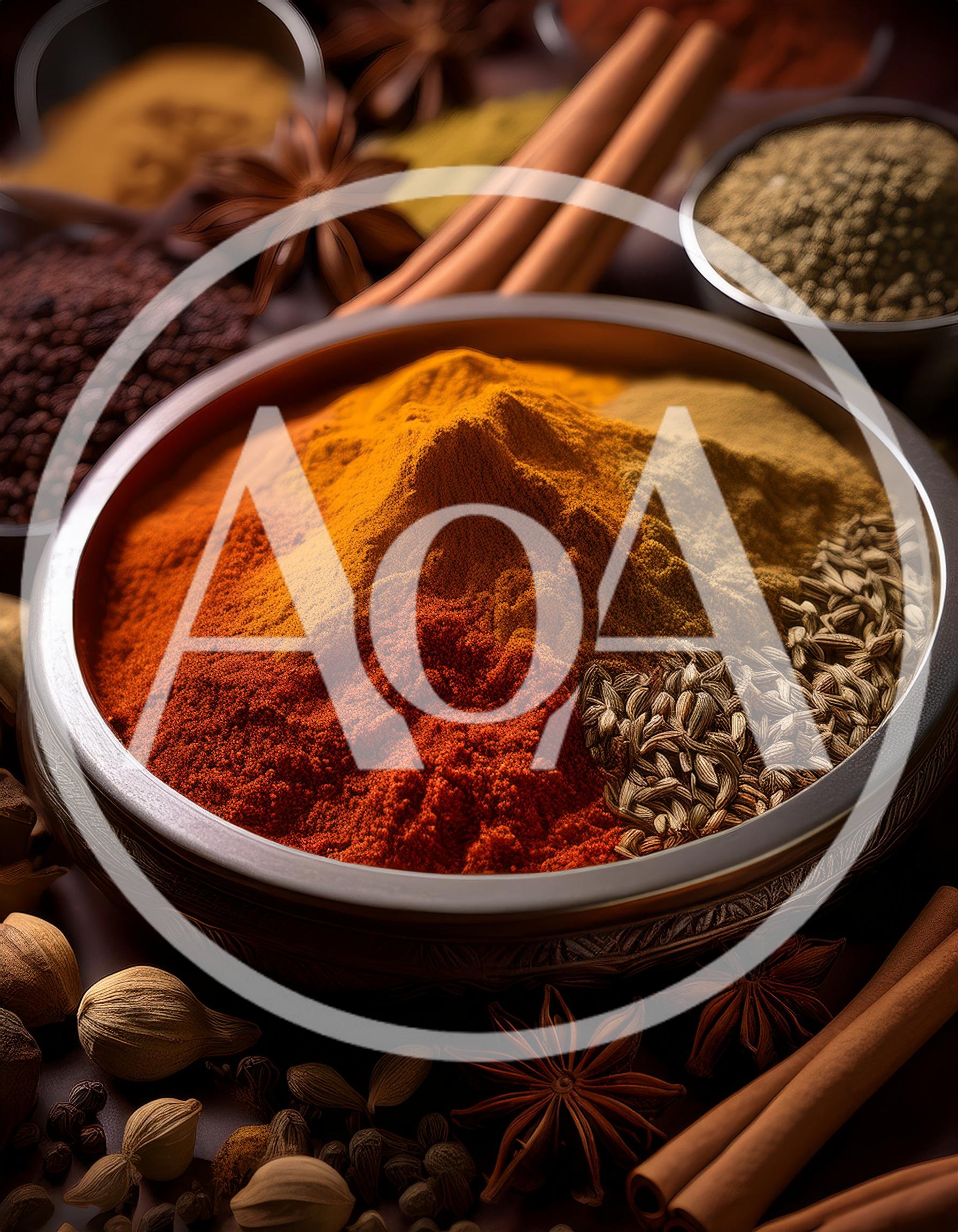 Assorted Spices In A Decorative Metal Bowl