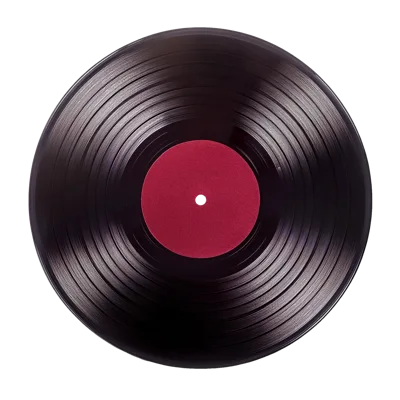 Black Vinyl Record With Red Center Label