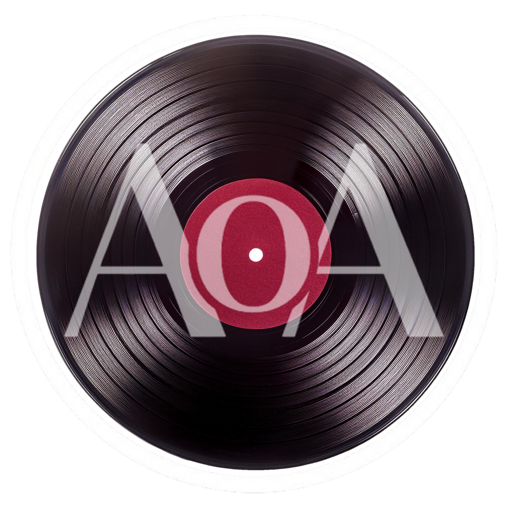 Black Vinyl Record With Red Center Label