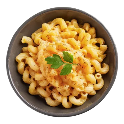 Bowl Of Creamy Macaroni And Cheese With Parsley