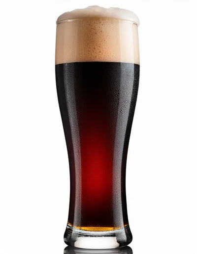 Glass Of Dark Beer With Thick Foam Head
