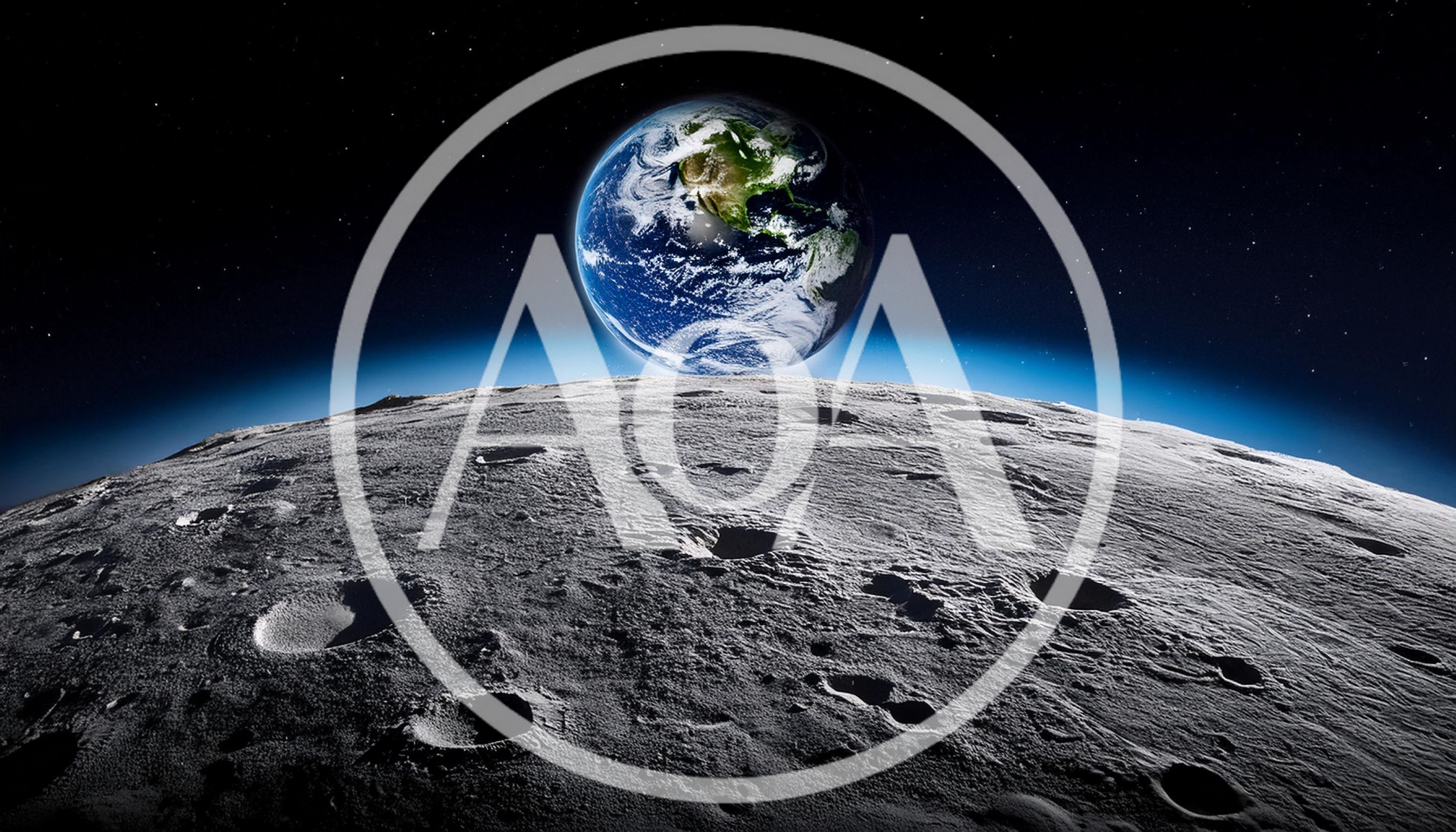 Earth Rising Over The Cratered Lunar Surface