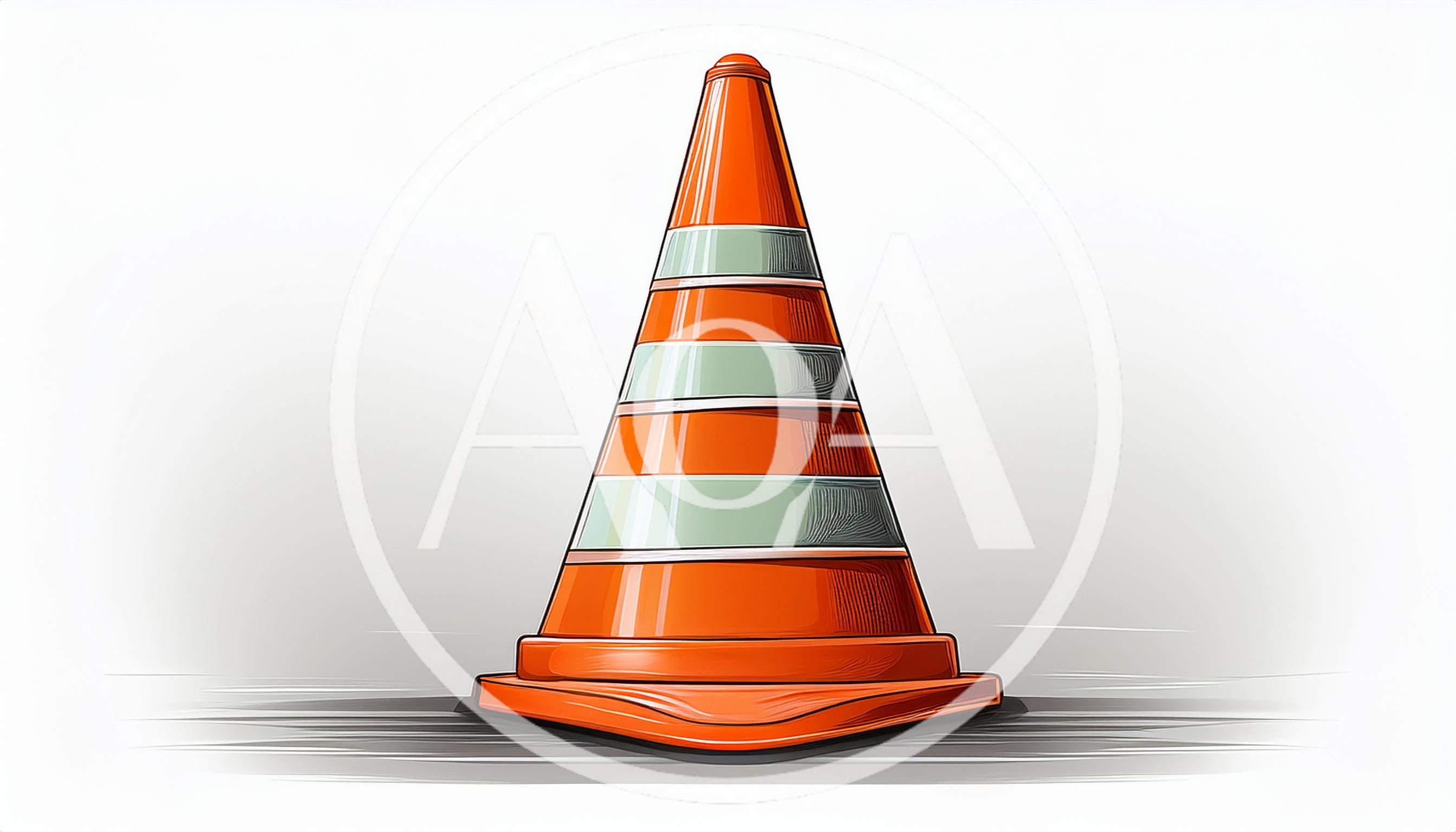 Orange Traffic Cone With Reflective Stripes