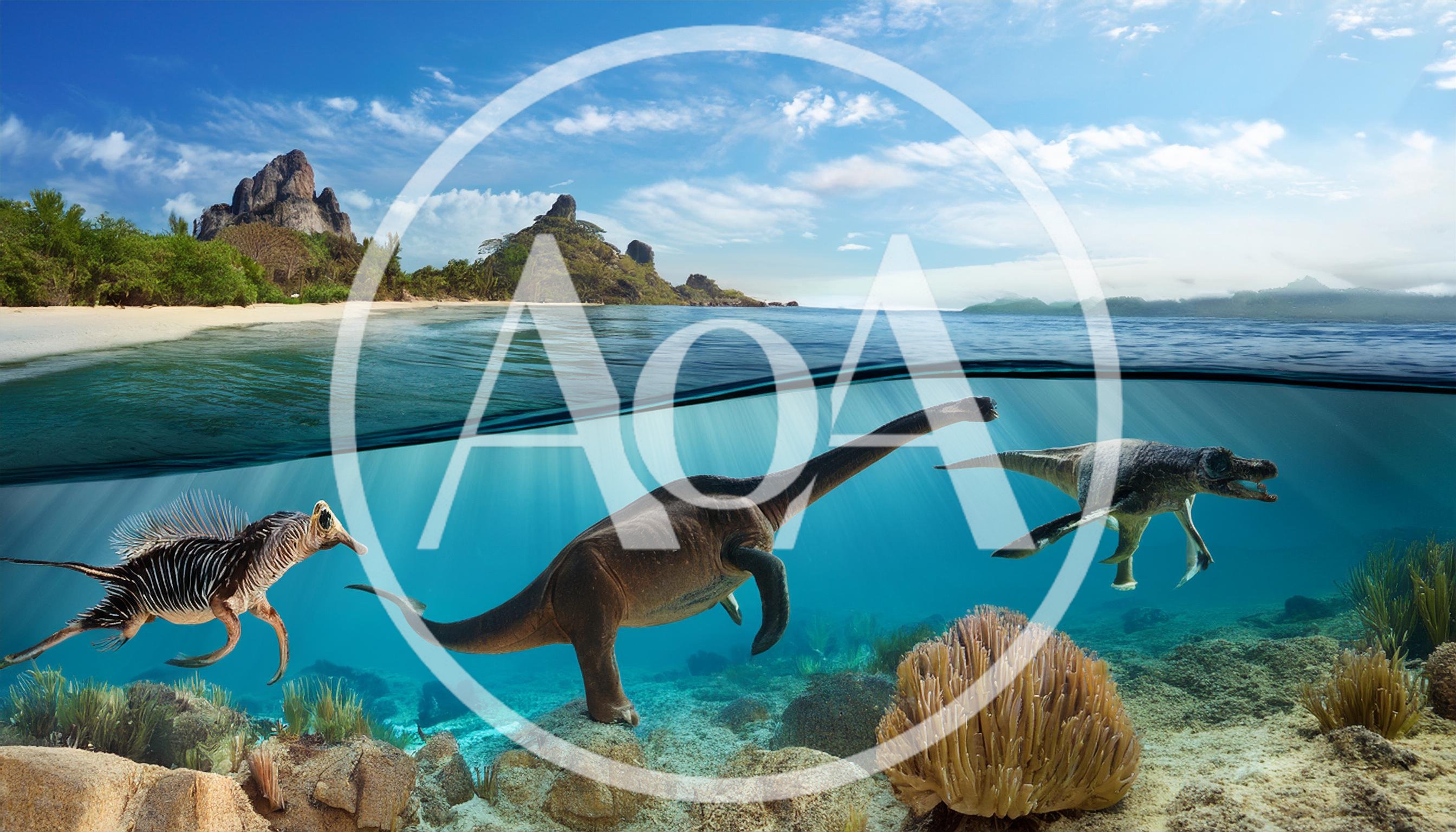 Prehistoric Marine Reptiles Swimming In A Tropical Ocean