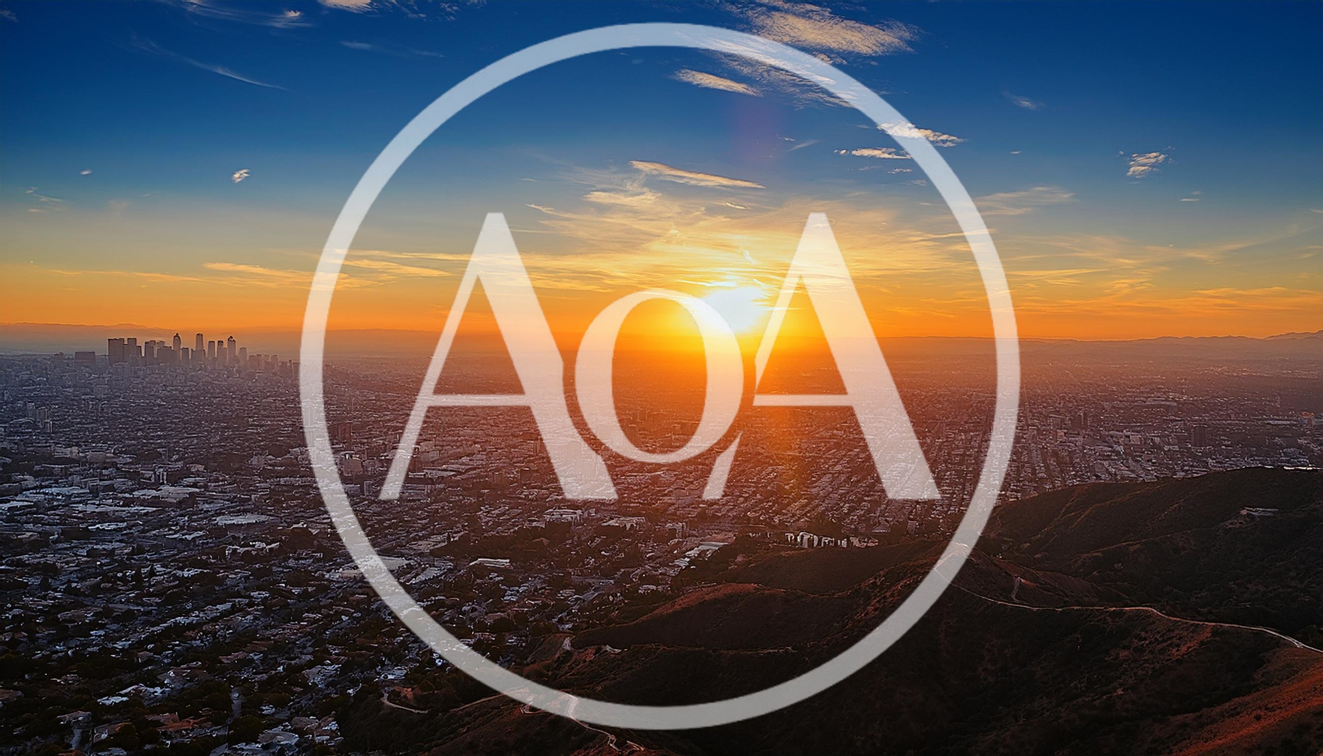 Aerial View Of Los Angeles Skyline At Sunset