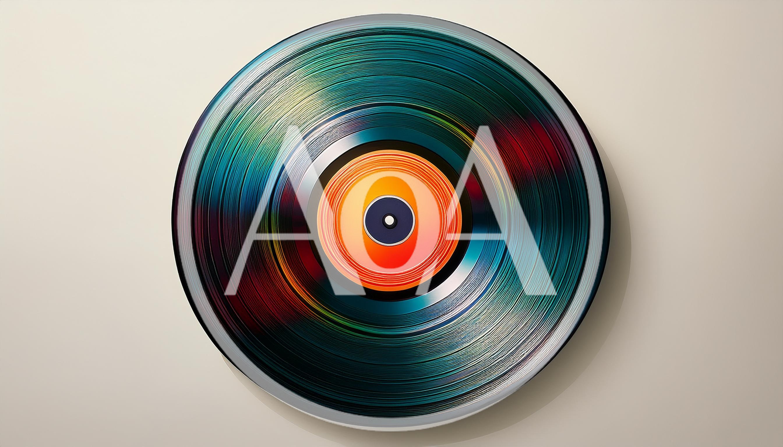 Colorful Vinyl Record Spinning On A Plain Background