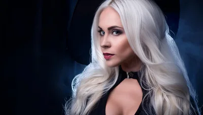 Portrait Of A Beautiful Woman With Platinum Blonde Hair