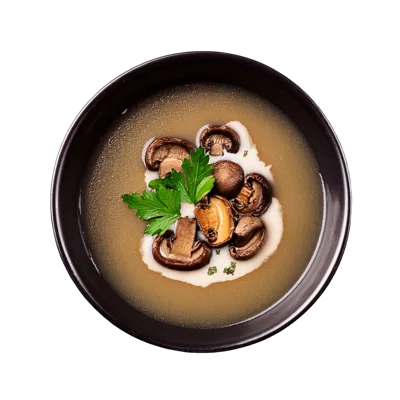 Mushroom Soup With Cream And Fresh Parsley Garnish