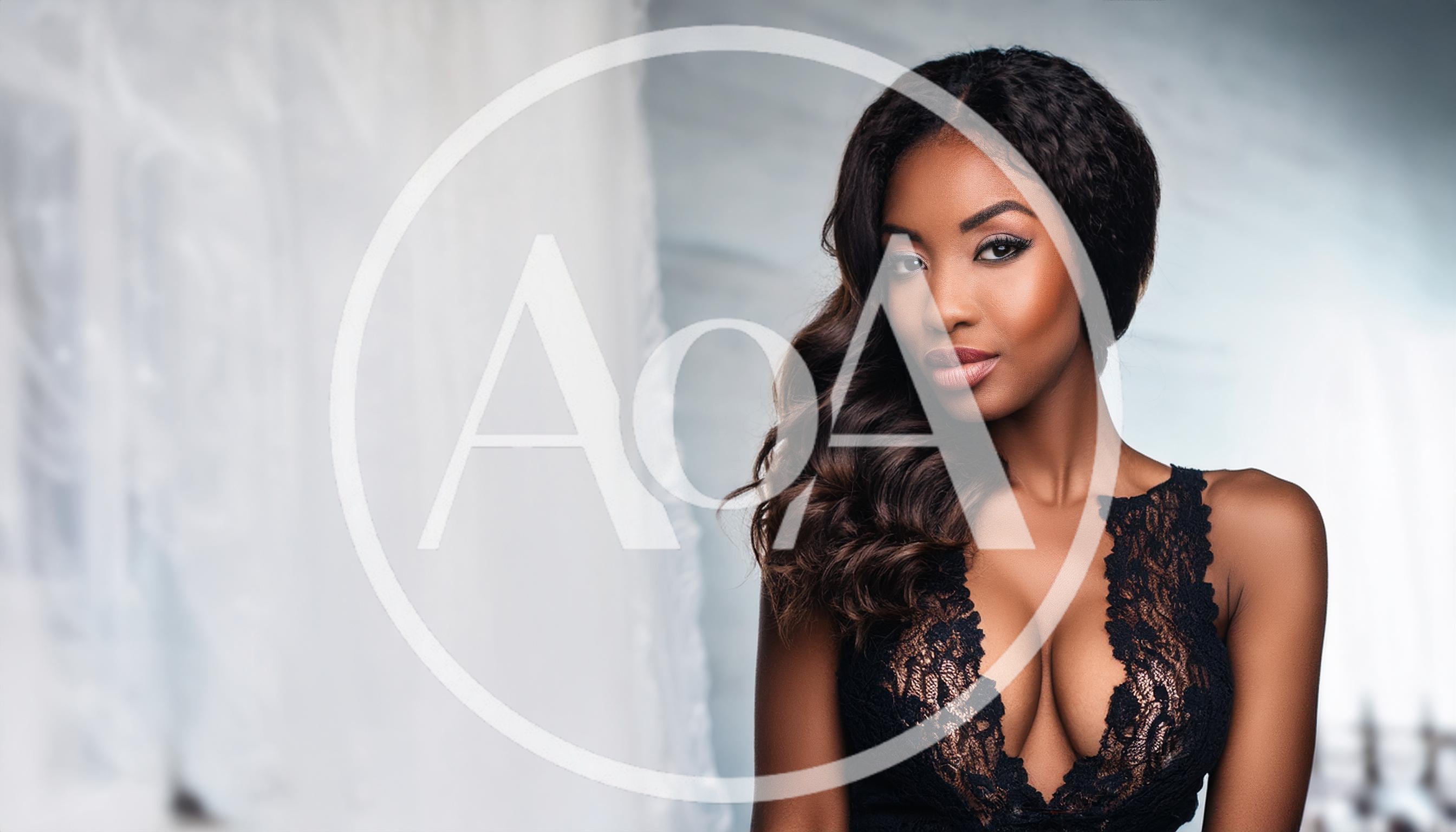 Portrait Of A Beautiful Woman In Black Lace Dress