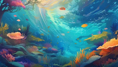 Vibrant Underwater Coral Reef With Tropical Fish