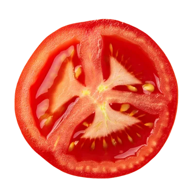 Fresh Red Tomato Slice Isolated On White Background
