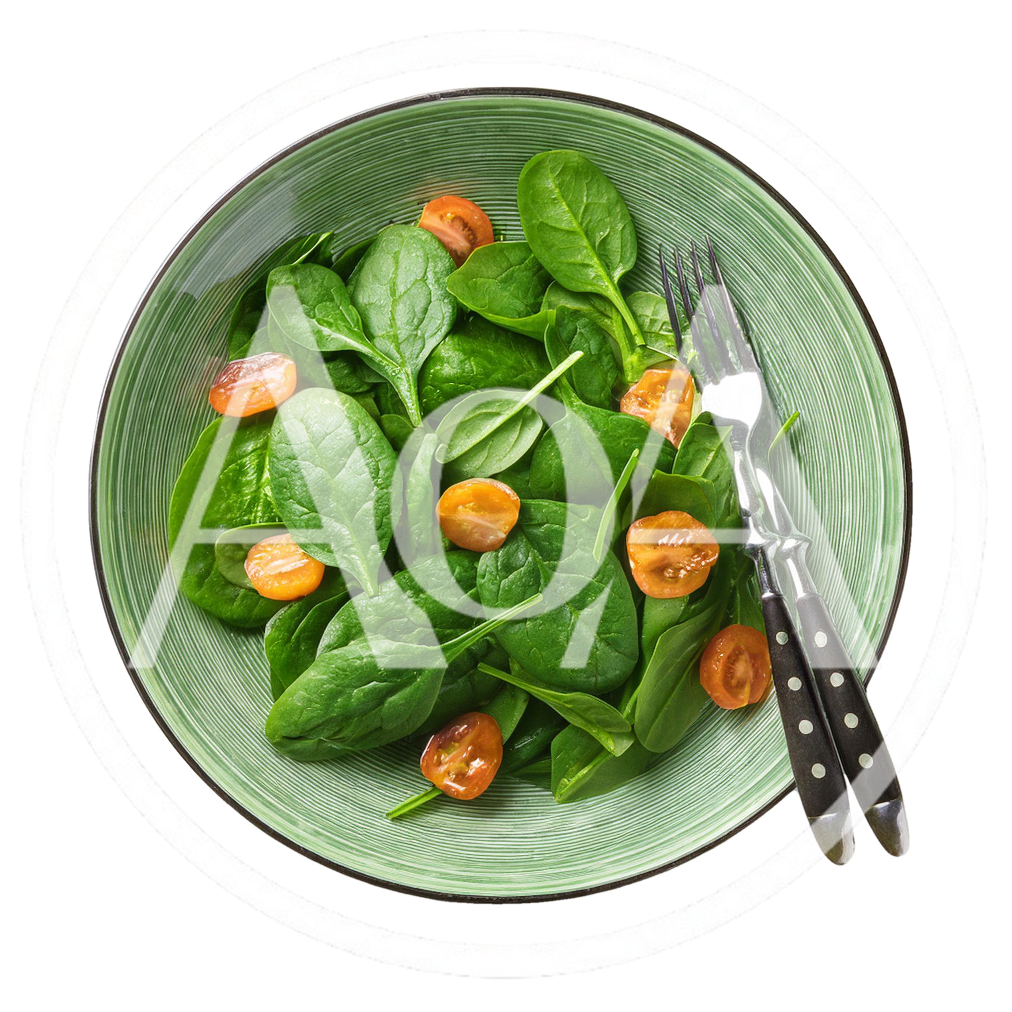 Fresh Spinach And Cherry Tomato Salad In Green Bowl