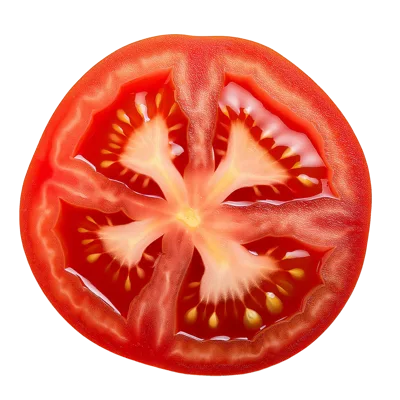 Fresh Red Tomato Slice Isolated On White Background