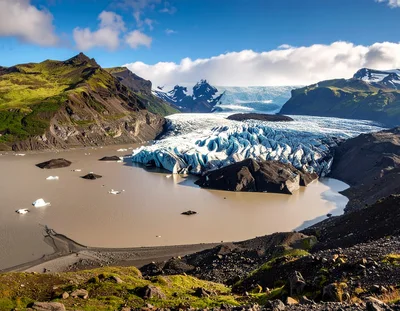 Svínafellsjökull Glacier Tongue and Proglacial Lake in Iceland