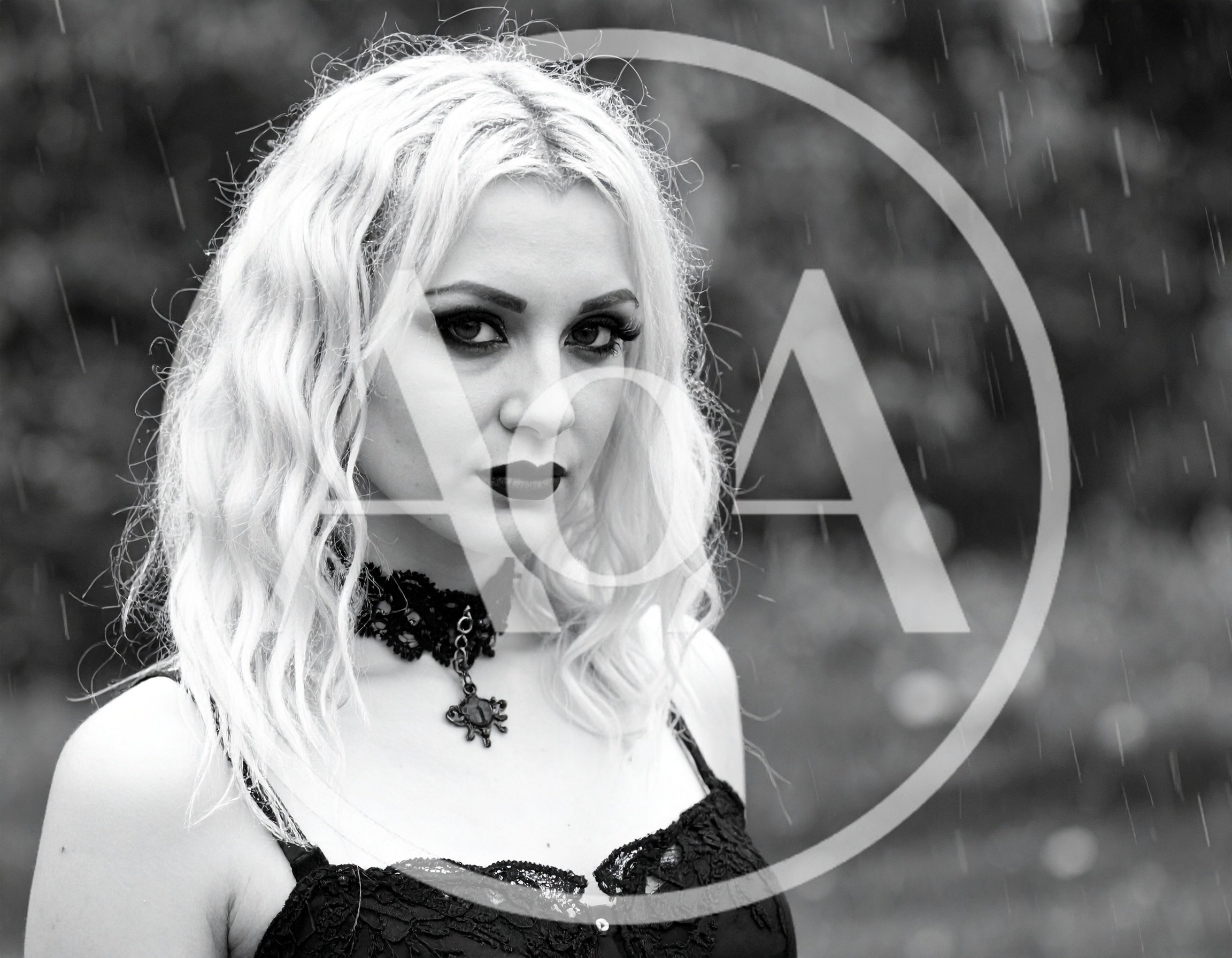 Gothic Woman With Blonde Hair In The Rain
