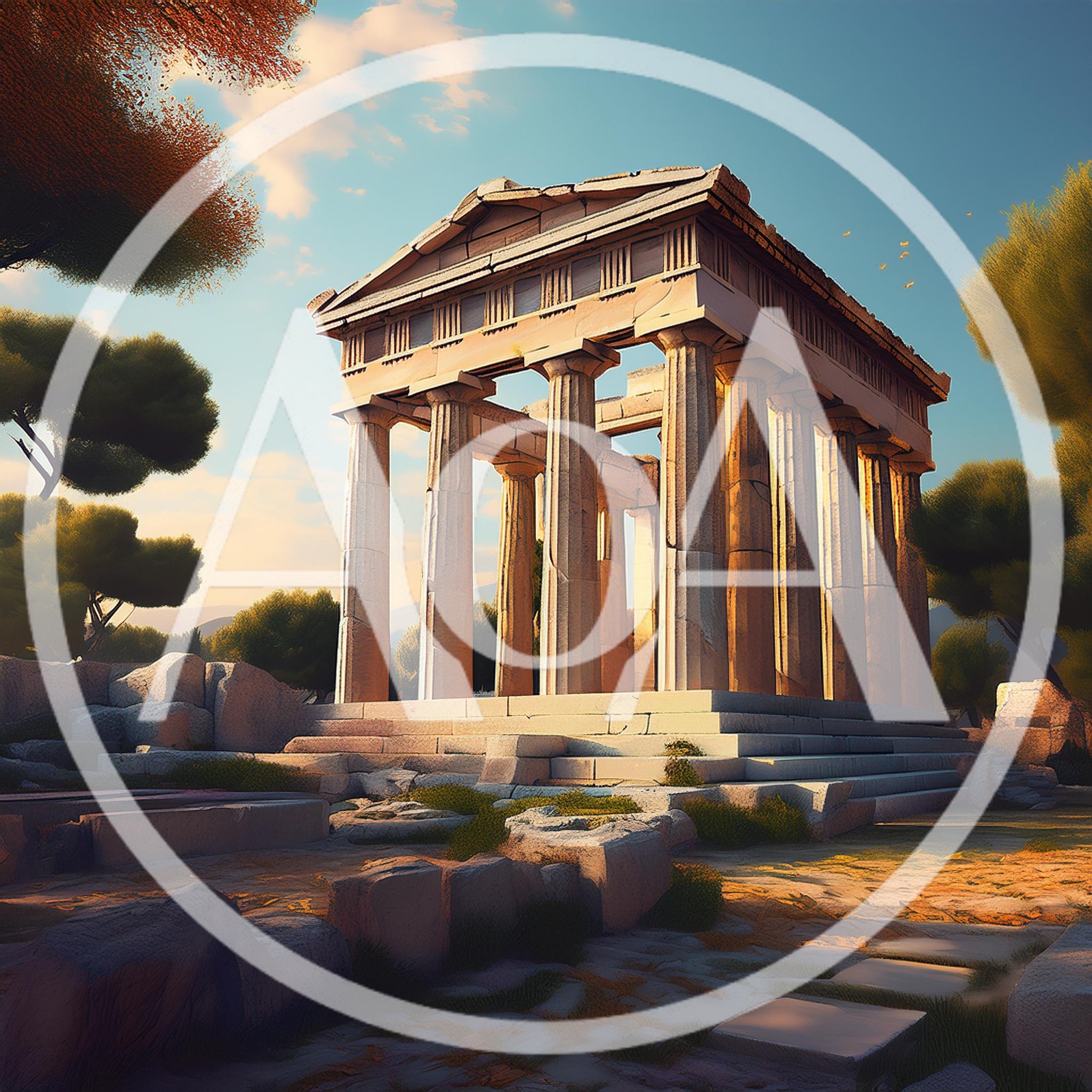 Ancient Greek Temple Ruins At Sunset