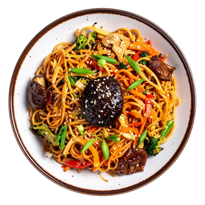 Stir Fried Noodles with Vegetables and Mushrooms