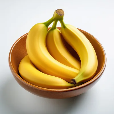 Fresh Yellow Bananas In A Brown Ceramic Bowl