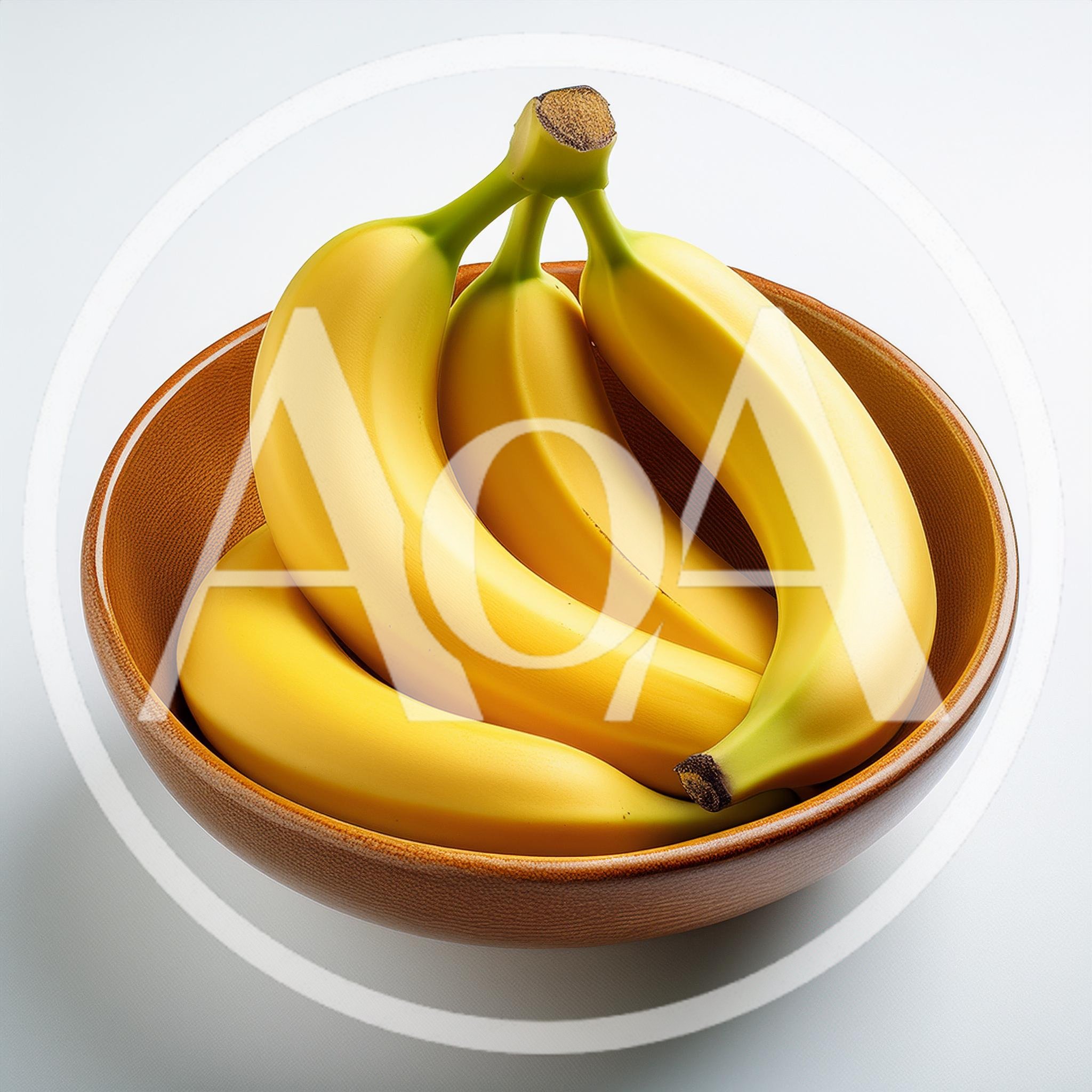 Fresh Yellow Bananas In A Brown Ceramic Bowl