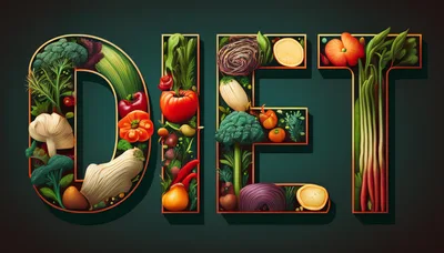 Vegetable Typography Spelling The Word Diet