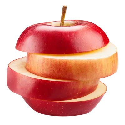 Sliced Red Apple Stacked On White Background