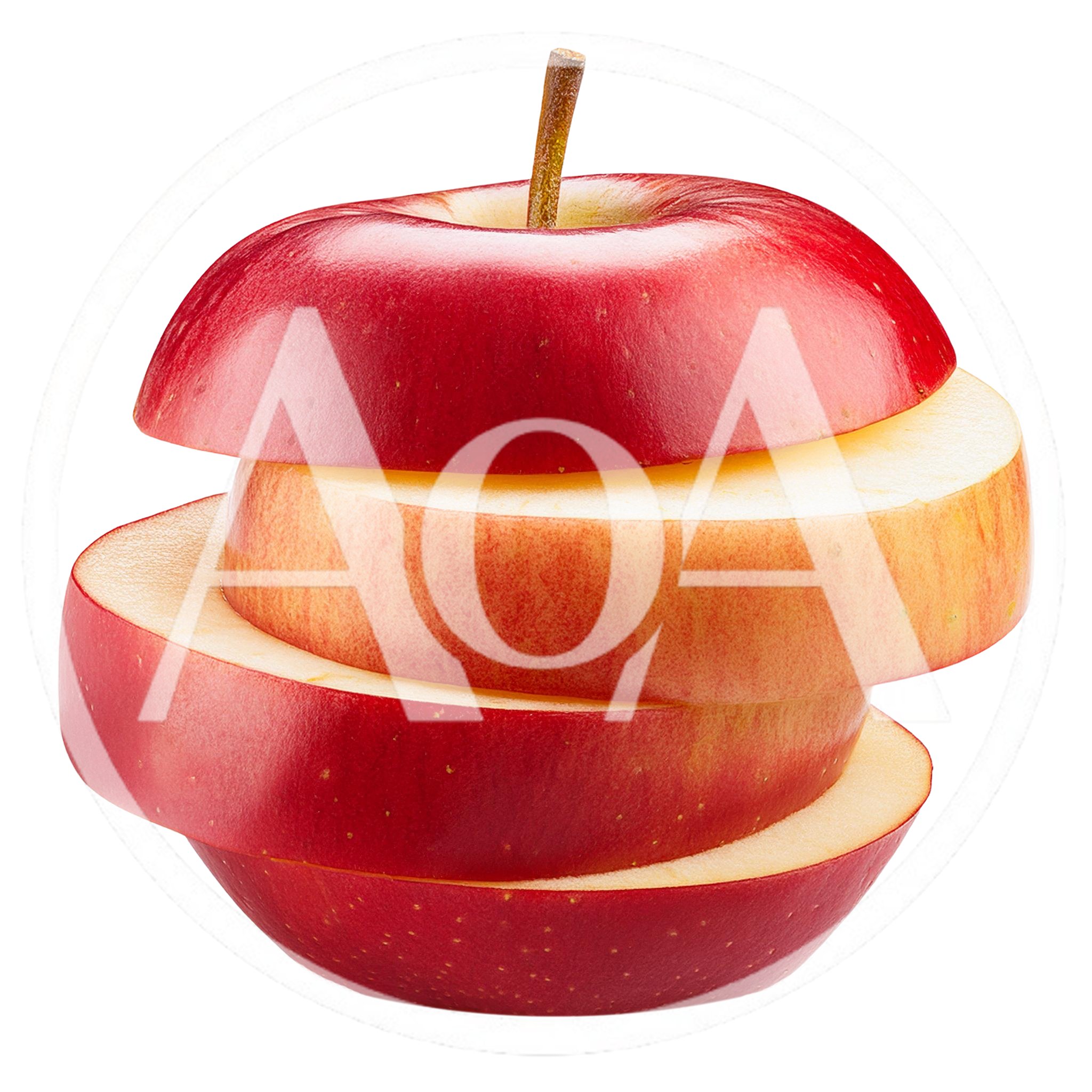 Sliced Red Apple Stacked On White Background